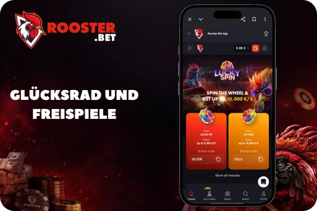 Glücksrad und Freispiele im Rooster Bet no deposit Bonusprogramm