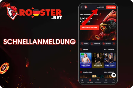 Schnellanmeldung Rooster Bet